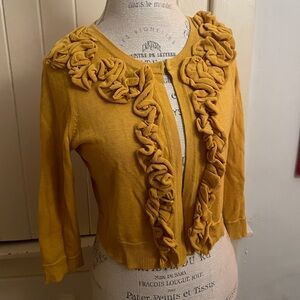 INC ruffle cardigan, mustard, Size M